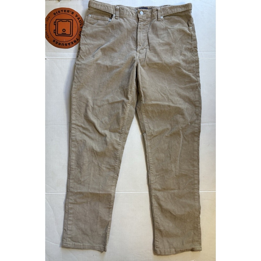 Lands' End Men's Traditional Fit 5 Pocket Comfort Waist Corduroy Beige 38x32